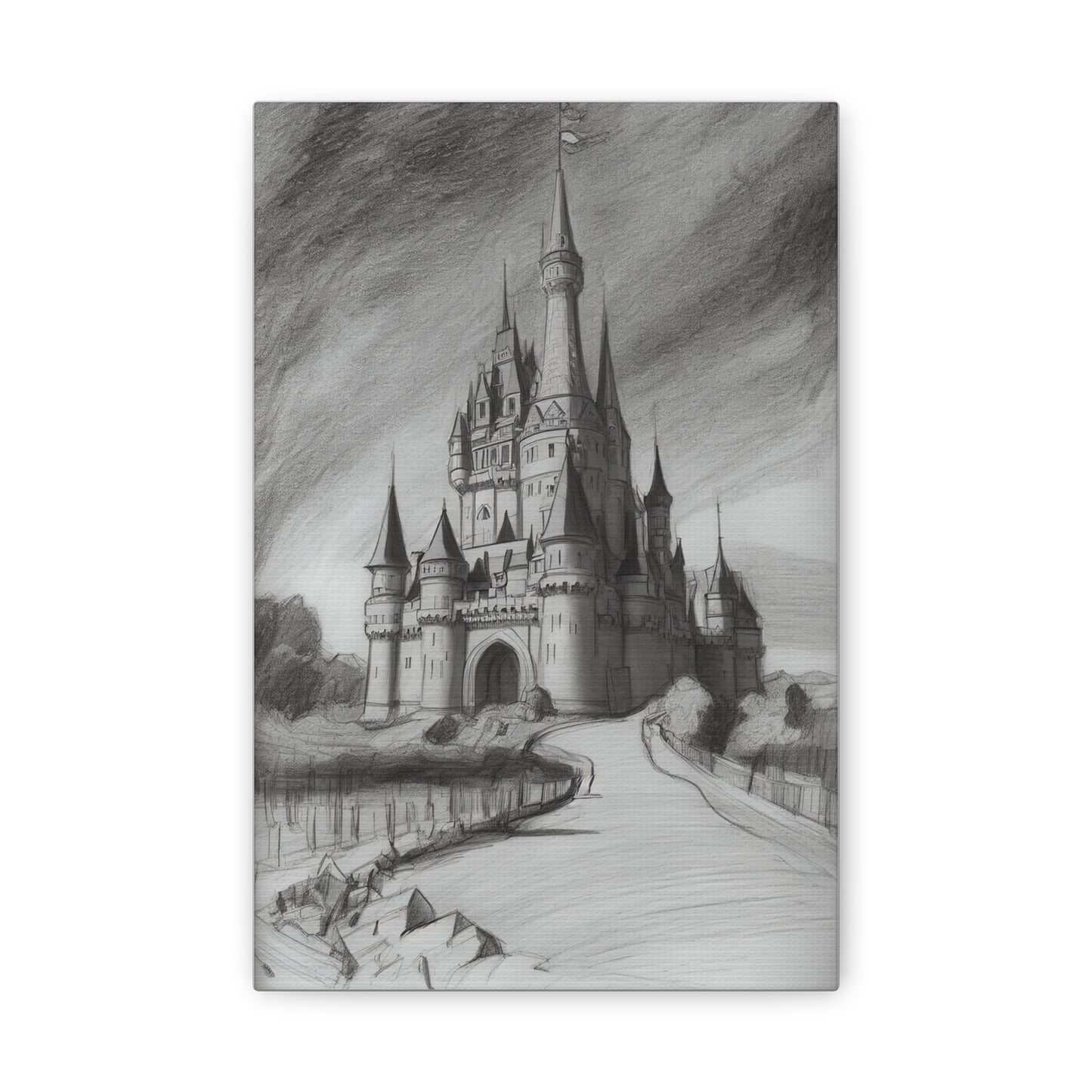 Castle - Canvas - Pencil Art by Ludwig Fischer